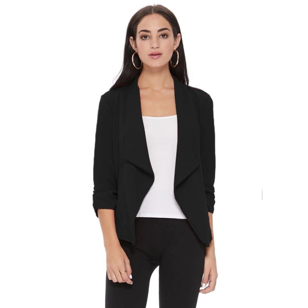 Moa Collection 3/4 Sleeve Open Front Casual Cardigan Blazer Jacket Large
